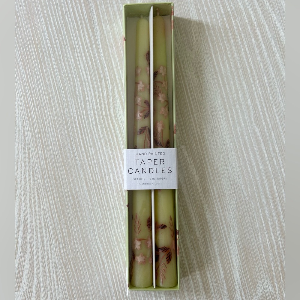 Anthropologie Hand Painted 12” Taper Candles - Picture 2 of 7